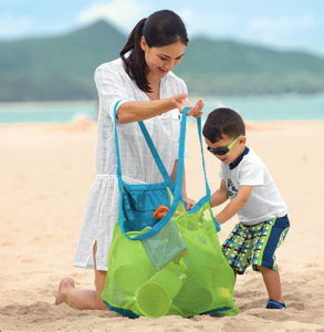 A mesh beach bag