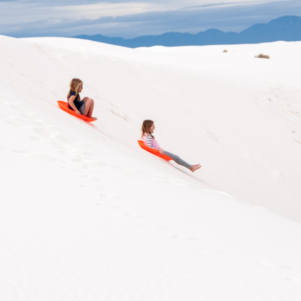 Sledding in White Sands National Park