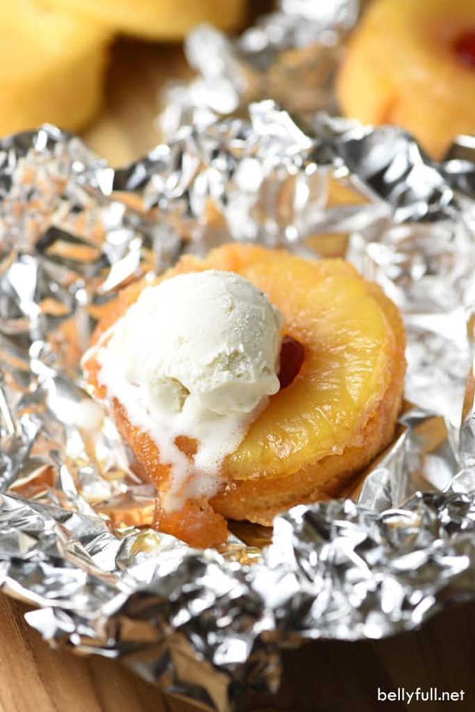 Campfire Pineapple Upside Down Cake Foil Packets