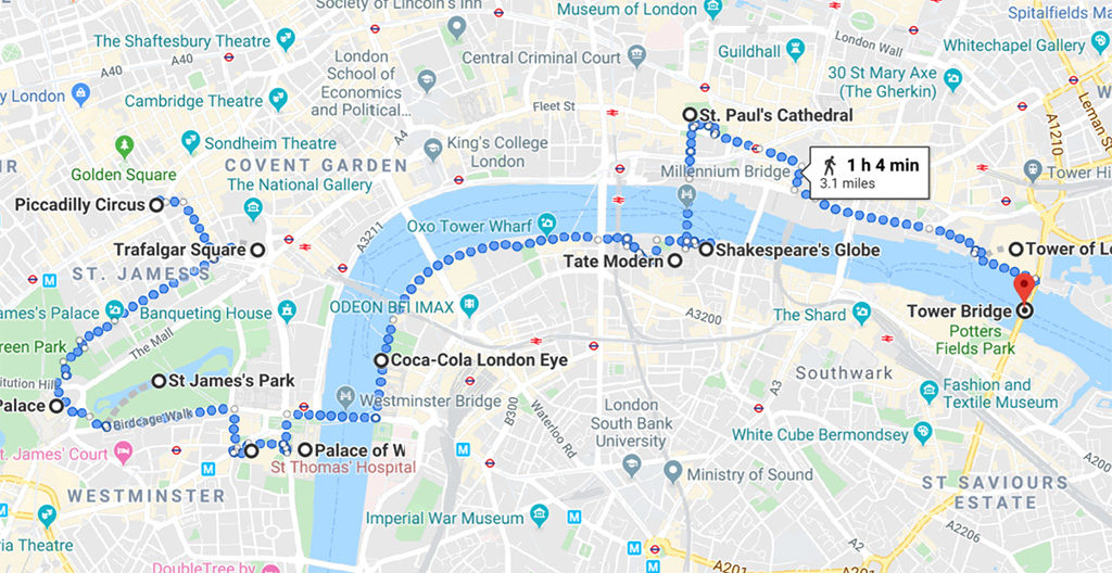 london tour google map