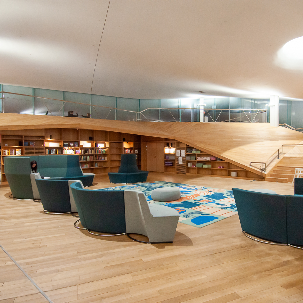 The interior of the Oodi Library, Helsinki.